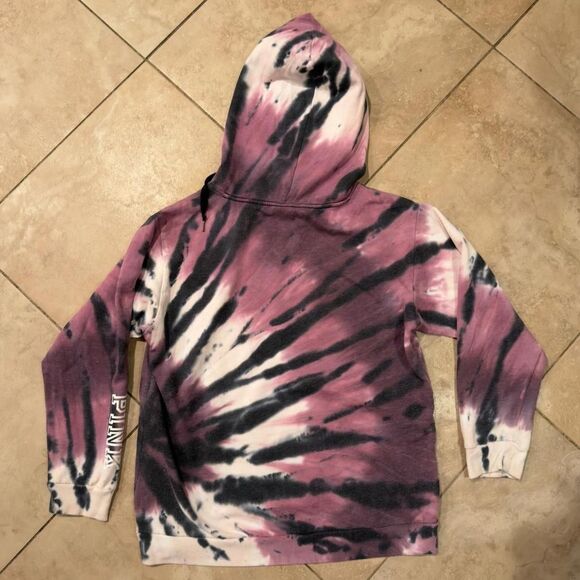 Victoria’s Secret PINK Tie Dye Hoodie Purple Black White Women’s Large - Picture 3 of 3